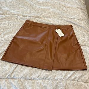 NWT pleather camel skirt